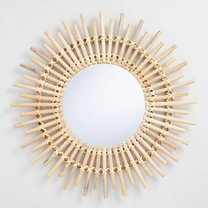 Miroir d'apparence moderne en rotin et osier, Style traditionnel et moderne, meubles d'intérieur de maison - Product Image 5