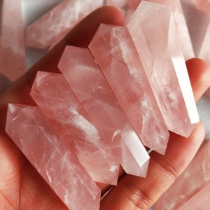 Natural Rose Quartz Charms Double Point Crystals Pyramids Tourmaline Coasters | Loose <b>Healing</b> Gemstones Wholesale Guangzhou - Product Image 3