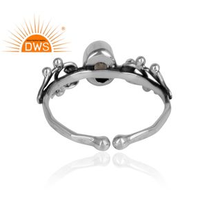 แหวนพลอยพลอยสีรุ้งดวงจันทร์ธรรมชาติสีเงินออกซิไดซ์ผู้ผลิต - Product Image 4