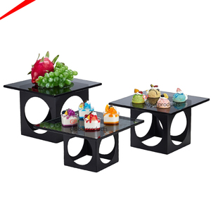 Stainless Steel Glass and Metal Royal Silver and Black Wedding Food Display Stand Set Dessert Display Stand - Product Image 6
