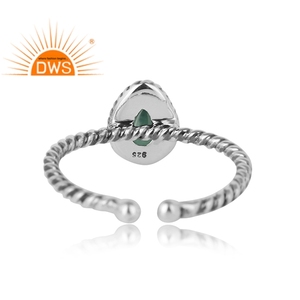 Anillo de Esmeralda Verde, Joyería Oxidada de Diseñador, Anillo Ajustable de Plata 925, Proveedor, Colección Clásica - Product Image 3