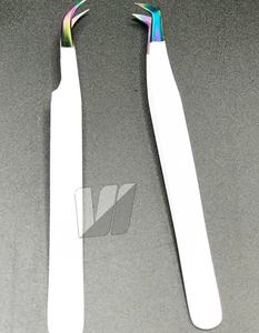 Pince à épiler d'extension de cils en acier inoxydable japonais blanc avec logo personnalisé Volume fortement incurvé Pointe pointue Produit durable - Product Image 6