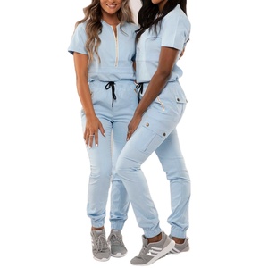 Uniforme de jogging à col en V de haute qualité pour les infirmières livraison rapide tissu jersey unisexe pour les professionnels de la santé - Product Image 2