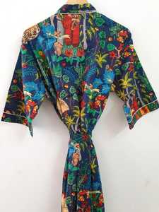 ชุดเดรสยาวสไตล์วินเทจพิมพ์ลายดอกไม้สไตล์วินเทจทรงหลวมใส่สบายสำหรับผู้หญิงชุดเดรสกิโมโน Maxi พร้อมสายคาดเอวธรรมชาติ - Product Image 2