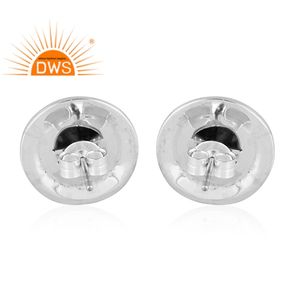 Pendiente de tuerca con diseño Floral de Gema Rosa Natural, joyería de plata de ley 925 oxidada antigua al por mayor, proveedor - Product Image 4