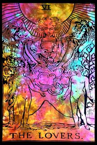 Petite tapisserie en coton imprimée, magnifique, multicolore, avec motif de l'amour, pour la décoration murale, par des consignants indiens - Product Image 2