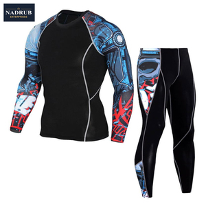 Conjunto de 2 Piezas de Leggings y Camisetas de Compresión de Alta Calidad para Hombre, para Correr y Gimnasio, Material Spandex/Poliéster - Product Image 2