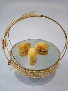 ROUND GOLD METAL MIRROR HANGING <b>AFTERNOON</b> <b>TEA</b> CAKE <b>STAND</b> EXHIBITION PARTY CENTERPIECE DESSERT - Product Image 5