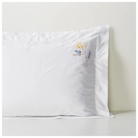 Draps plats brodés avec de jolies fleurs, draps de lit en coton blanc de haute qualité, ensemble de literie brodée et taies d'oreiller