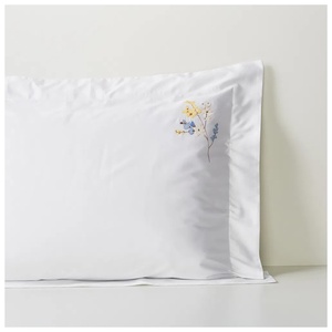 Embroidery Pretty Flower Flat Sheet High Quality White <b>Cotton</b> Bed Sheets Embroidery Bedding Set and Pillowcases - Product Image 2