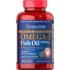 Wholesale Puritans Pride Triple Strength Omega-3 Fish Oil 1360 Mg (950 Mg Active Omega-3), 240 Count Antioxidant USA Distributor