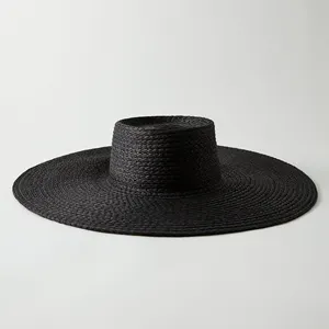 New Eco Friendly Designed Black Straw Hat For Summer Day Beach Hats and Accessories