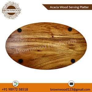Plateau de service en bois d'acacia massif 15X9 pouces Design attrayant fait à la main pour les fournitures de restaurant et d'hôtel Plateaux d'immersion en bois - Product Image 6