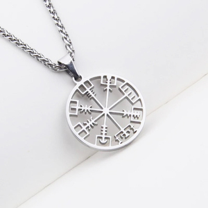 Viking nordique voyageur collier de protection hommes Viking Vegvisir boussole en acier inoxydable pendentif collier amulette cadeau pour lui - Product Image 4