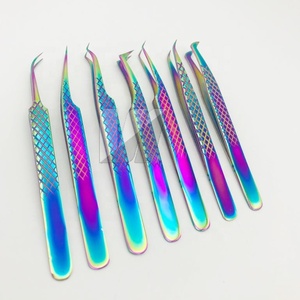 Pince à épiler en acier inoxydable durable et professionnelle arc-en-ciel avec poignée en diamant de haute qualité avec logo personnalisé - Product Image 4