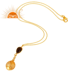 925เงินสเตอร์ลิงออกแบบขาวบุษราคัมและ Smoky ควอตซ์พลอยเงินโซ่จี้เครื่องประดับผู้ผลิต - Product Image 2