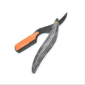 Maquinilla de afeitar de barbero de borde recto de madera negra y roja Cuchillo de afeitar de acero inoxidable y plástico Herramientas de extensión de cabello - Product Image 2