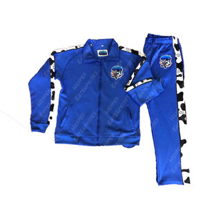 Chándal deportivo con cremallera para hombre, ropa hecha en algodón/poliéster, Color azul, para trotar - Product Image 4