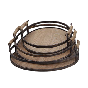 Plateau de service en bois brun de qualité supérieure pour chocolats et dattes, avec poignées métalliques, en gros - Product Image 5