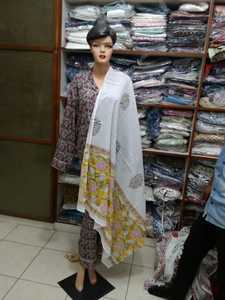 พิมพ์ผ้าฝ้ายมือบล็อกพิมพ์Dupatta 100% เทผ้าฝ้ายDupatta - Product Image 5