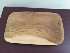 Plateau alimentaire en bois rond personnalisé, plateau de service en bois avec poignée plateaux de service en bambou - Product Image 5