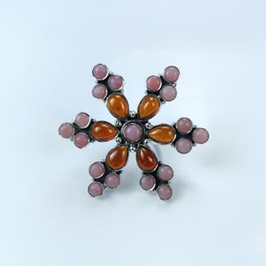 Anillo de ajuste de bisel de plata esterlina 925 con corte facetado de piedras preciosas de ópalo rosa y granate, anillo de plata, joyería fina, anillo de Color rosa - Product Image 1