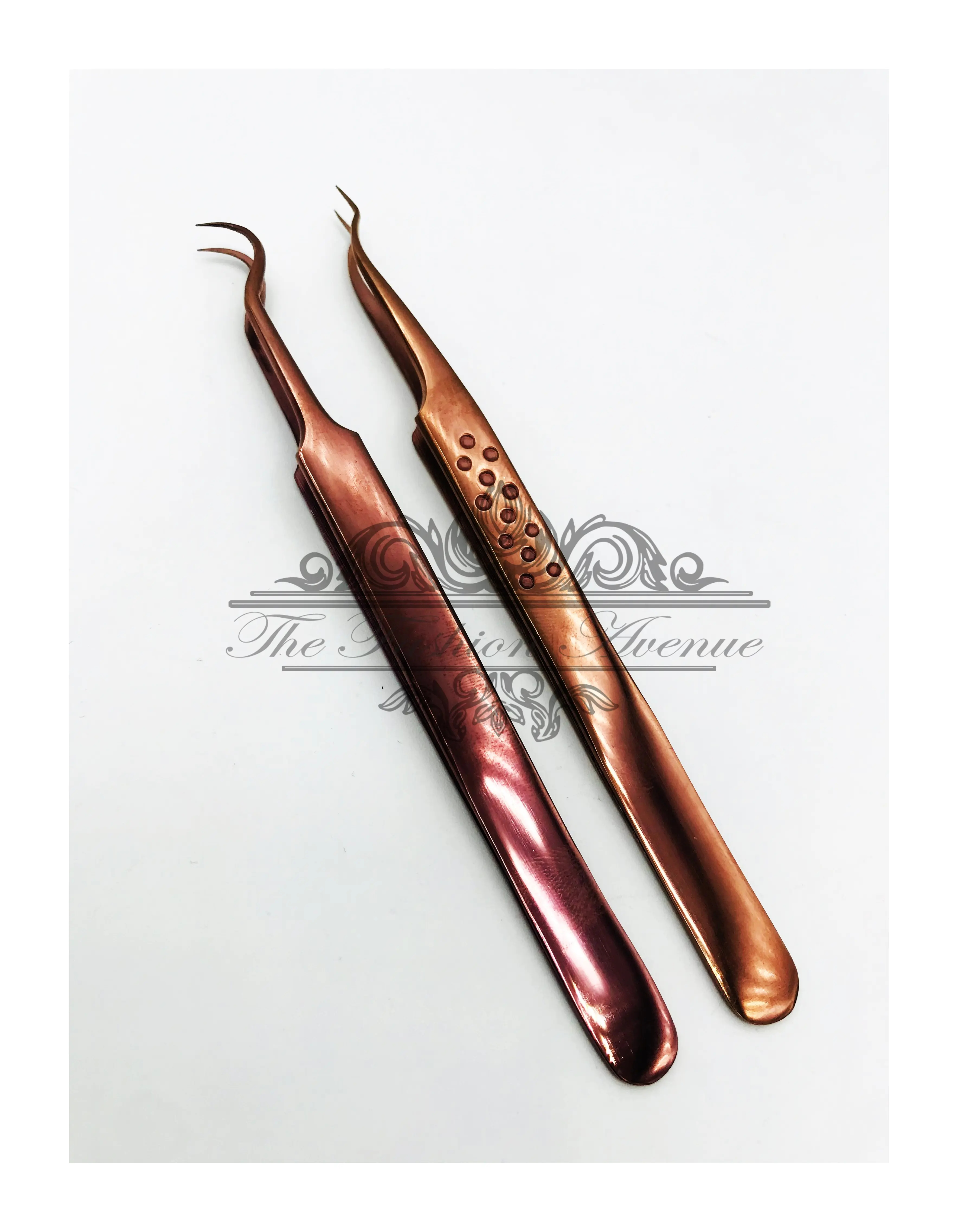 High Quality False Eyelash Extension Russian Volume Tweezers Under Custom Logo Rose Gold Color Japanese Stainless Steel Tweezer