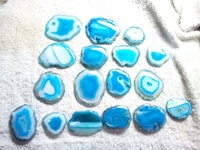 M.Y.GEMS Ágata Druzy Azul Natural Pulida en Formas Elegantes, Rodajas Sueltas de Gemas de Alta Calidad para Engaste de Bisel, 2-3 Pulgadas, Tercera Calidad