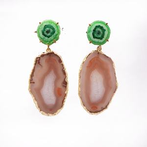 ต่างหูหินควอตซ์และอาเกตพลังงานแสงอาทิตย์,เครื่องประดับแฟชั่นแบบเคลือบทองต่างหูเม็ดเดี่ยวดีไซน์ใหม่ - Product Image 1