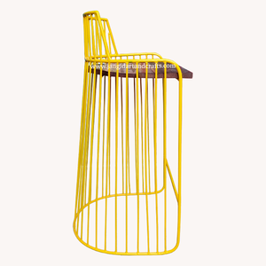 Chaise de bar industrielle en métal, tabouret haut avec assise en bois et base en métal, mobilier pour restaurant, hôtel, bar - Product Image 2