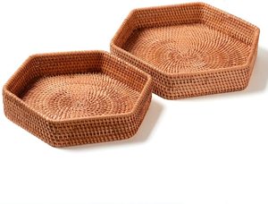 Plateau de service en rotin hexagone naturel tissé de taille personnalisée-Stockage des aliments et artisanat du Vietnam par KING CRAFT VIET - Product Image 5
