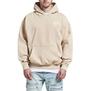 Sweats à capuche en molleton de coton 100% pour hommes de haute qualité Boxy Fit Logo personnalisé Anti-rétrécissement col à capuche bouffée 3D imprimé automne hiver solide - Product Image 1