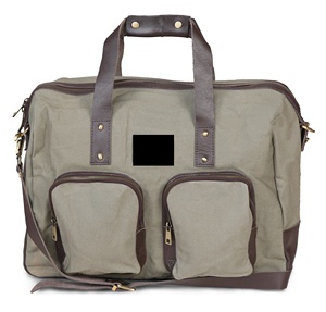 กระเป๋าเดินทางหนังแท้ผ้าใบเคลือบแว็กซ์ยูนิเซ็กซ์มีซิปปิดเครื่องประดับแฟชั่นปรับแต่งได้ - Product Image 1