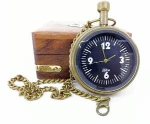 Reloj de Bolsillo Antiguo Tipo Gandhi de Latón con Cadena, Caja de Madera, Esfera Negra, Hecho a Mano, el Mejor Regalo para Padres, Madres, Hermanos, CALVIN - Product Image 5