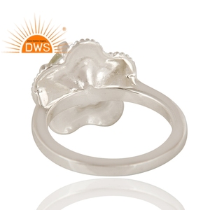 <b>Green</b> Amethyst Gemstone Ring Supplier Solid 925 Sterling Fine Silver Floral Design Cocktail Ring Jewelry - Product Image 4