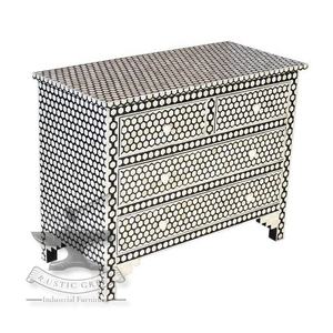 Coffre de rangement robuste en os incrusté traditionnel avec tiroirs, mobilier de chambre à coucher pour cuisine, hôtel, salle de bain, bureau à domicile, salon - Product Image 6