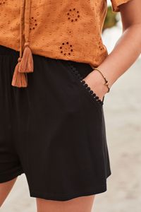 กางเกงขาสั้นผ้าฝ้ายเอวสูงสำหรับผู้หญิงกางเกงขาสั้นเอวยางยืดสำหรับใส่กลางแจ้งดีไซน์ใหม่สำหรับฤดูร้อน2025 - Product Image 4