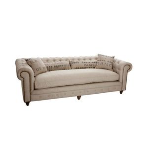 Sofá de Dos Plazas de Estilo Industrial y Contemporáneo Vintage, de Madera Maciza y Tela de Lona, para Sala de Estar de Villa - Product Image 1