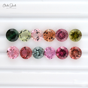 100% naturel 5mm multi tourmaline ronde coupe pierre précieuse en vrac 0.55 carats pierre précieuse impeccable en vrac fournisseur en gros de l'Inde - Product Image 4