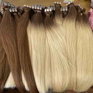 Extensiones de cabello humano crudo Remy de alta calidad 100%, cinta rubia marrón virgen rusa, Material de la más alta calidad - Product Image 5