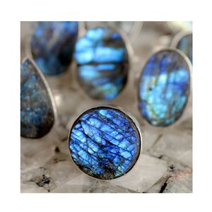 Bague intelligente labradorite druse, pierre précieuse naturelle, faite à la main, prix lot, vente en gros, - Product Image 5