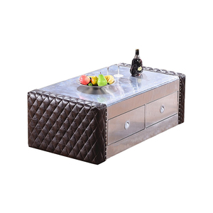 Table basse personnalisée au design moderne en cuir et en aluminium fabriquée par un fabricant professionnel - Product Image 1