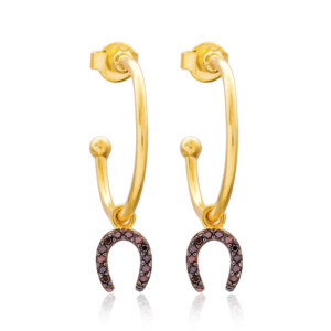 Pendientes colgantes de piedra de circón marrón con diseño de herradura, venta al por mayor, joyería de plata esterlina 925 - Product Image 1