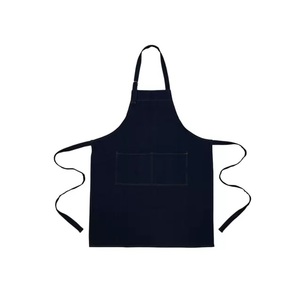 Tabliers de cuisine personnalisés de couleur noire avec Logo approuvé 100% en coton biologique, certifié - Product Image 1