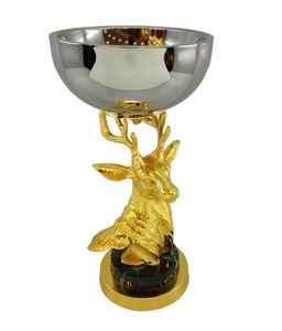 Cuenco de latón para frutos secos con tapa de palmera – Centro de mesa decorativo de lujo estilo árabe de Oriente Medio para el hogar y la mesa - Product Image 3