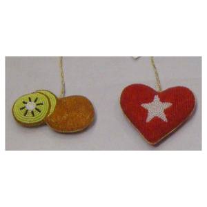 Christmas Hanging Heart Shape Ornament Lovely Beaded Work - Product Image 1