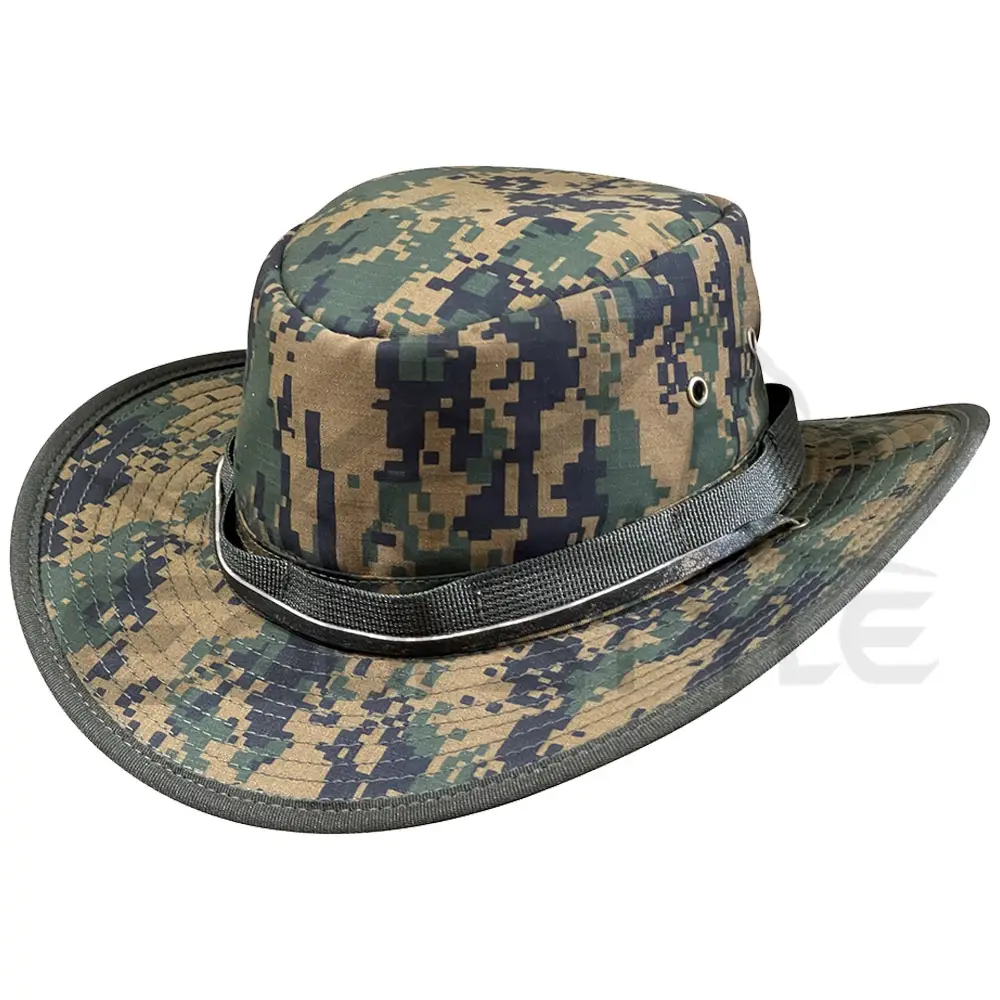 Green Digital Camo Cotton Sun Hat Boonie Bucket Cowboy Hats Style For Outdoor Travelers Customize Size OEM Wholesale Camo Hats