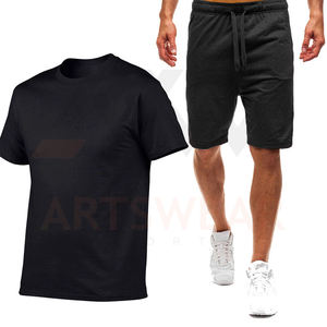 Vente en gros des meilleures ventes de t-shirt et short d'été pour hommes Gym Fitness 100% coton Logo personnalisé solide écologique deux pièces 2022 - Product Image 1