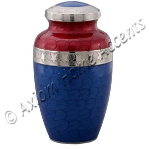 Urna de cremación de latón macizo, esmalte de Color rojo y azul, urna de funeral chapada en níquel para cenizas humanos por Axiom, acentos para el hogar - Product Image 1