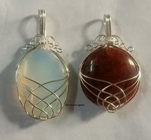 Colgante envuelto en alambre de cristal de ágata natural de la mejor calidad, collar con colgantes de piedra envueltos en alambre de cristal al por mayor para hombres y mujeres - Product Image 1